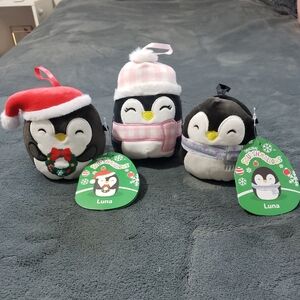 Squishmallows Ornaments Christmas 2023 2022 bundle of 3 Luna Penguin